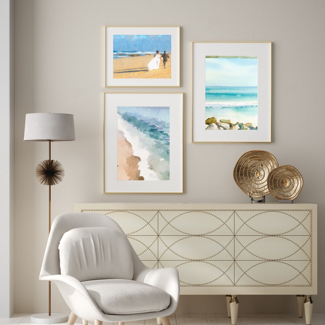 Coastal Artwork Couple Poster Large Beach Wall Art Etsy