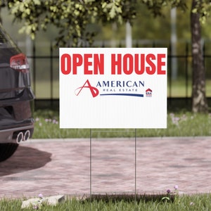 Customizable American Real Estate Logo Open House Yard Sign