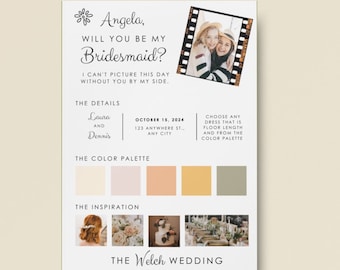 Custom Bridesmaid Invitation Digital Download, Bridal Party Proposal, Bridesmaid, Wedding, Maid of Honor, Bride Essentials,