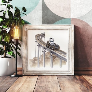 Watercolor Stormtroopers Riding a Rollercoaster Digital Download Painting - Printable Wall Art - Instant Download