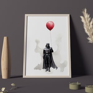 Vader Balloon - Original Digital Watercolor Painting Download