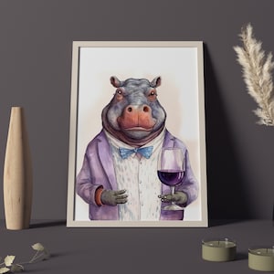High Life Nilpferd - Aquarell Druck - Instant Download