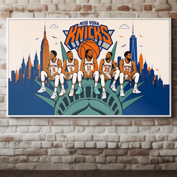 Lámina artística de los New York Knicks con la Estatua de la Libertad / Póster de baloncesto de Nueva York (Descarga digital)