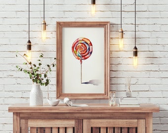 Watercolor Lollipop Painting - Digital Download