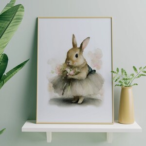 Cute Bunny Watercolor Print - Digital Download