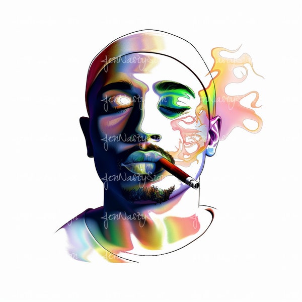 Tupac PNG | Sublimation Tupac colorée pour chemises Art Mugs Tumbler | Portrait de Tupac PNG | Illustration Tupac