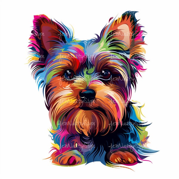 Yorkshire Terrier PNG | Hand Drawn Dog Breed PNG | Yorkshire Portrait PNG | Dog Graphic Illustration | Sublimation Designs | Pet Art