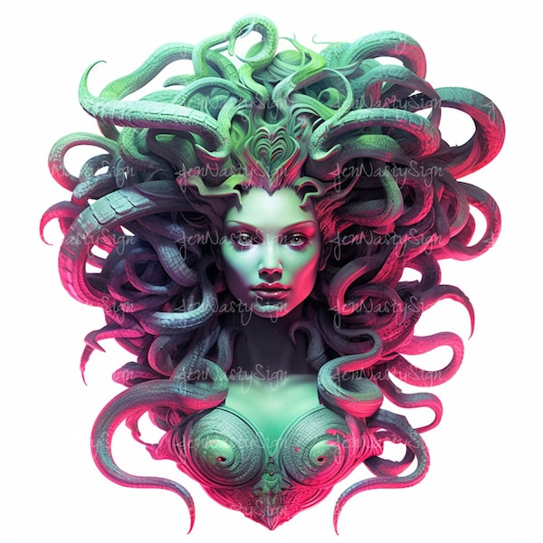 Colorful Medusa PNG | Colorful Medusa Sublimation for Shirts Art Mugs Tumbler | Medusa Portrait PNG | Medusa Illustration