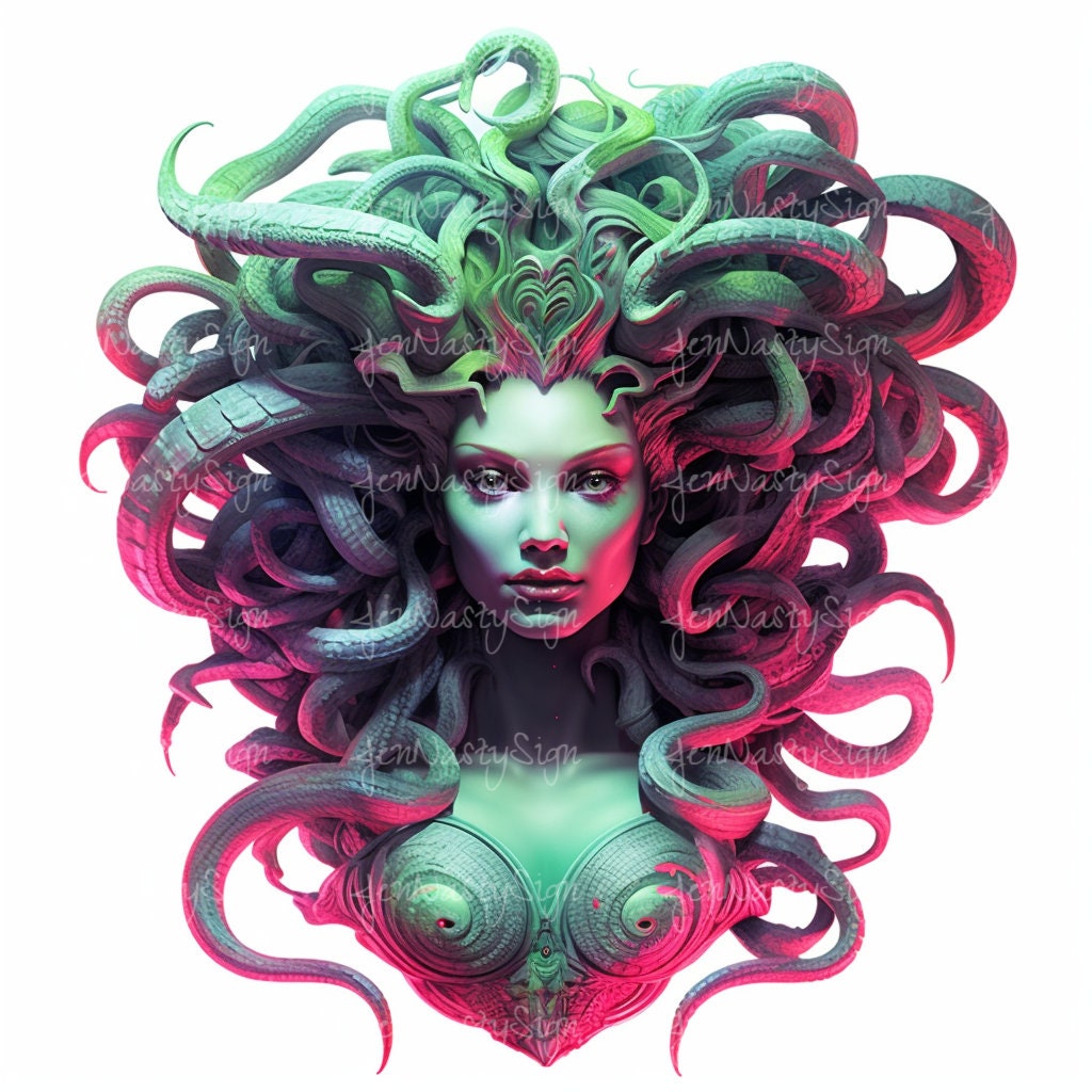 Colorful Medusa PNG Colorful Medusa Sublimation for Shirts Art Mugs
