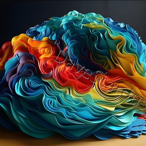 Original Colorful Fabric Sculpture - Abstract 3D Art Piece