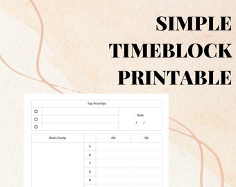Daily Time Block Planner Digital Planner Pages Printable Daily Planner