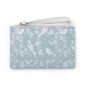 Bolso Clutch Diseño Pájaro Celeste y Blanco