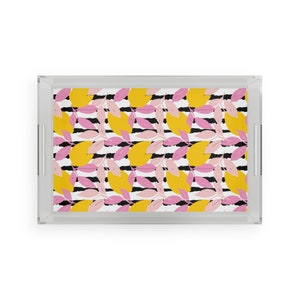 Acrylic Serving Tray with Lemon Graphic Print