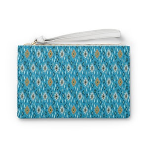 Clutch Purse Bag Turquoise Graphic Design