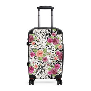 Suitcase Weekender Swivel Wheels Adjustable Handle Versatile Colorful Floral Animal Print Design Stylish Boho Vibes