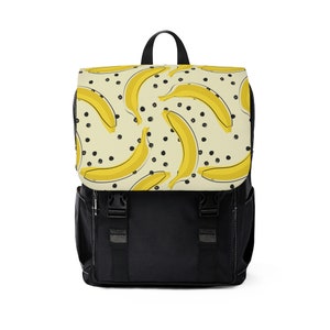 Canvas Rugzak Zwart met Banaan Grafisch Ontwerp