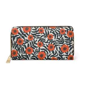 Wallet with Zipper Colorful Graphic Floral Print