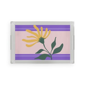 Acrylic Serving Tray with Large Floral Design
