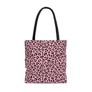 Tote Bag Pink Animal Print with Black Handles