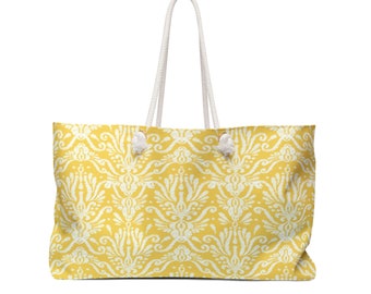 Sacola grande para fim de semana com alças de corda Ikat Yellow Design