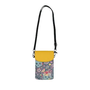 Monedero pequeño tipo bandolera con estampado colorido y elegante para teléfono móvil
