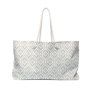 Oversized Weekender Tote Bag with Rope Handles Neutral Graphic Design