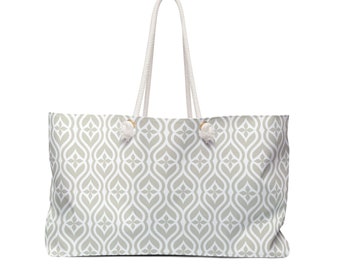 Bolso tote de fin de semana de gran tamaño con asas de cuerda Diseño gráfico neutral