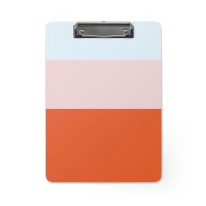 Clipboard Two Sided Print Orange Light Pink Light Blue Stripes