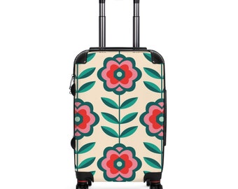 Valigia Weekender Ruote Girevoli Maniglia Regolabile Design Floreale Colorato