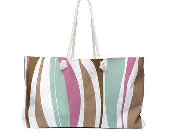 Oversized Weekender Tote Bag with Rope Handles Colorful Swirl Graphic Design