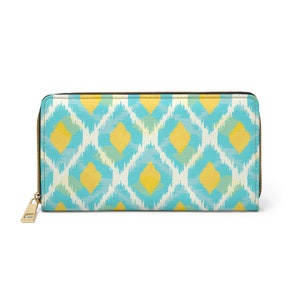Wallet with Zipper Turquoise Graphic Print Chic Design
