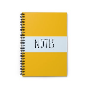Journal Spiral Notebook Ruled Line Yellow Light Blue Design