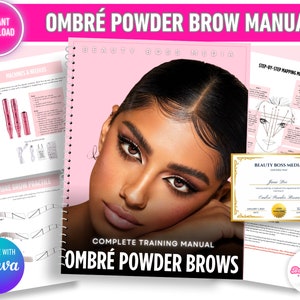Editable Ombre Powder Brow Manual, Microshading Manual, Ombre Brow Training, PMU, Brow Mapping, Brow Correction, Brows