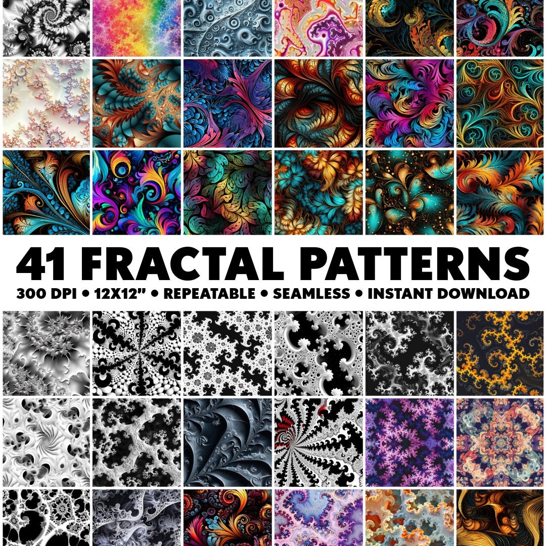 41 Fractal Patterns Golden Ratio Seamless Patterns Fractal Repeatable ...