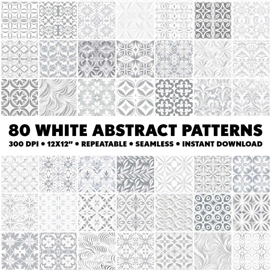 80 White Abstract Patterns Monochrome Seamless White Patterns Endless ...