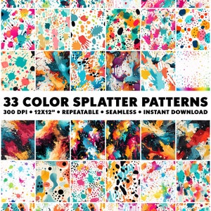 44 Color Splatter Patterns Rainbow Seamless Pattern Splatter Repeatable Pattern Splotch Endless Splat Pattern Paint Infinite Design Seamless