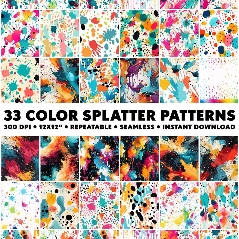 Splat Subitizing Patterns 44 Color Splatter Patterns Rainbow Seamless Pattern Splatter Repeatable ...