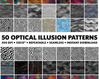 50 Optical Illusion Patterns Optical Seamless Patterns Lines Repeatable Moving Pattern Endless Optical Pattern Infinite Trip Design Seamless