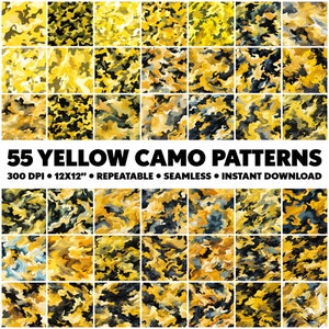 55 Yellow Camo Patterns Seamless Patterns Endless Camouflage Pattern Infinite Yellow Design Seamless Bright Pattern Military Pattern Sun