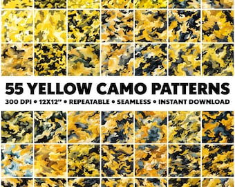 55 Yellow Camo Patterns Seamless Patterns Endless Camouflage Pattern Infinite Yellow Design Seamless Bright Pattern Military Pattern Sun