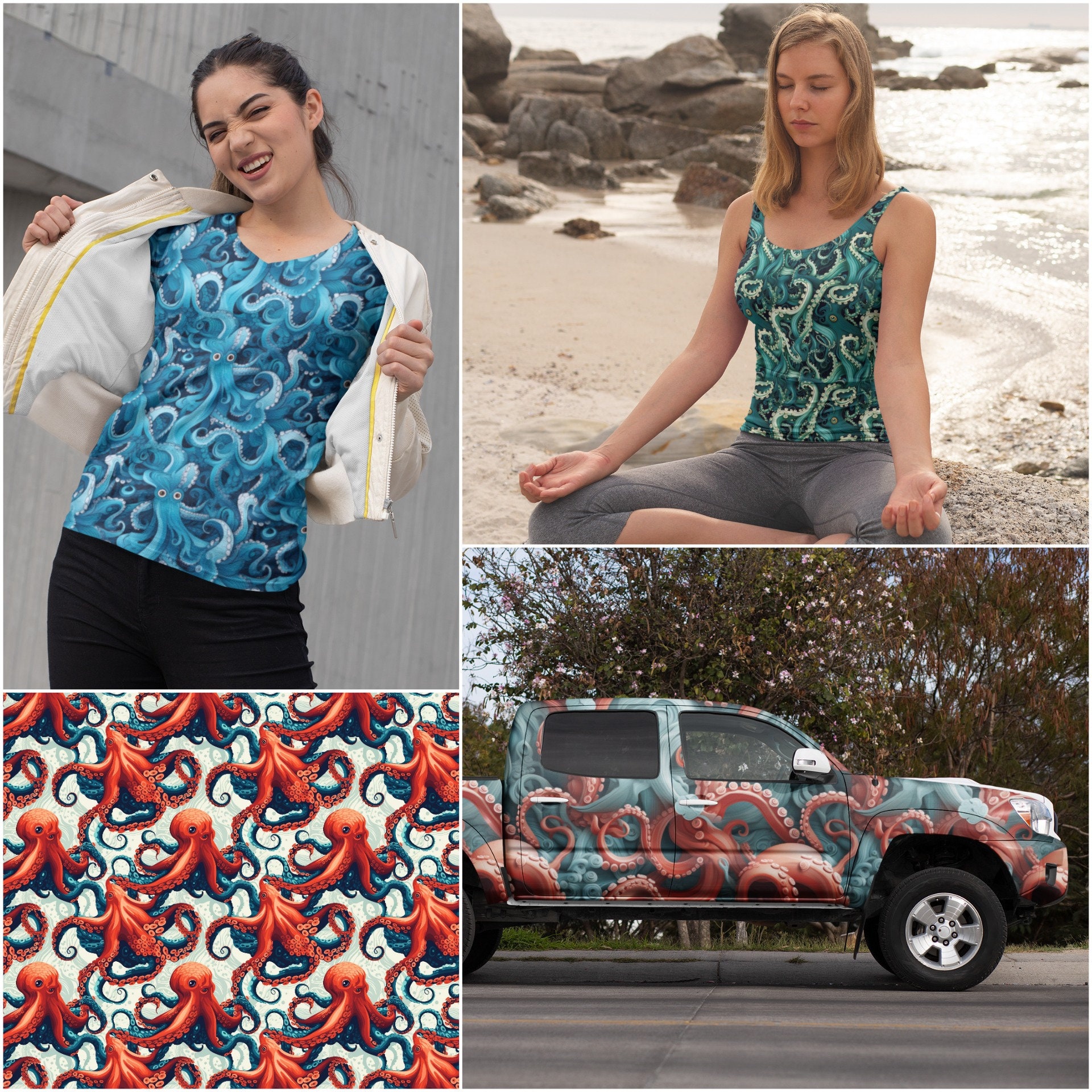 Squid Octopus Tentacle Print Pattern Women's Shorts