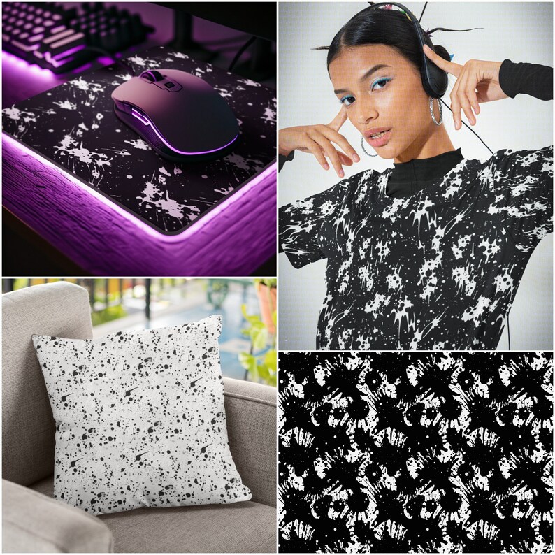44 Black Splatter Patterns Seamless Splat Patterns Repeatable Black and ...
