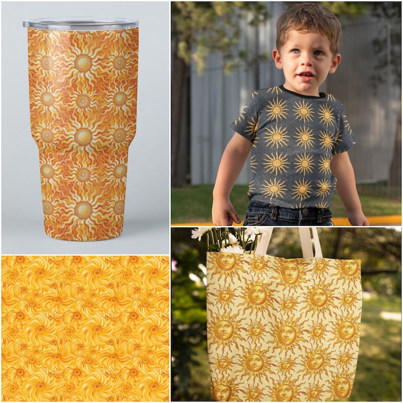 20 Sun Patterns Yellow Seamless Suns Patterns Repeatable Sun Pattern ...