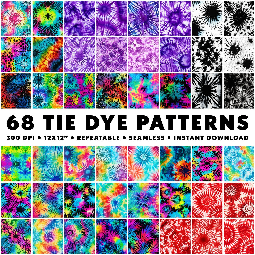 68 Tie Dye Patterns Trippy Seamless Rainbow Patterns Splatter Repeatable TieDye Pattern Tie Dye Endless Pattern Dye Infinite Design Seamless