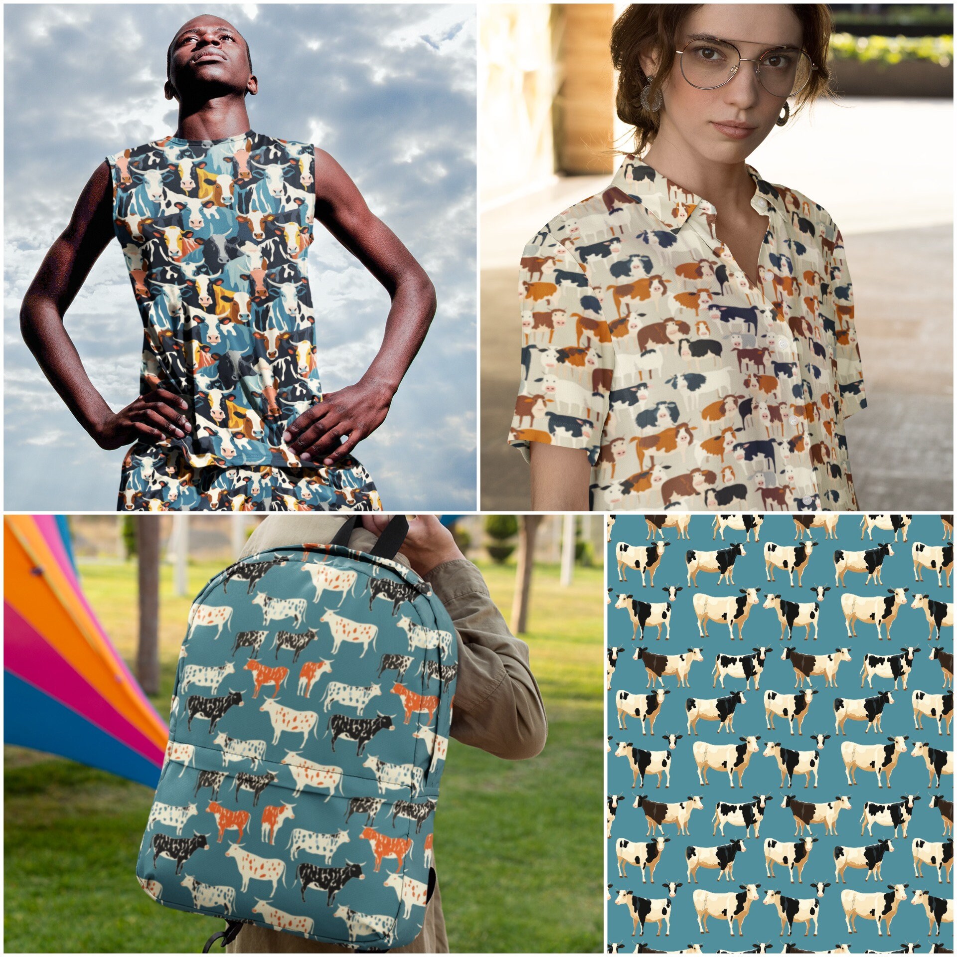 12 Cow Patterns Seamless Cows Patterns Repeatable Pattern Moo Endless ...