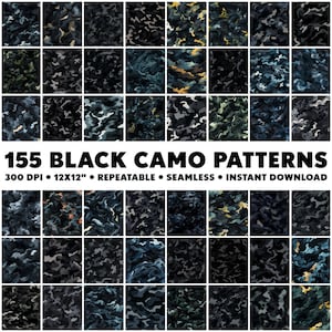 155 Black Camo Patterns Seamless Patterns Endless Camouflage Pattern Infinite Black Design Dark Seamless Pattern Military Night Outdoors