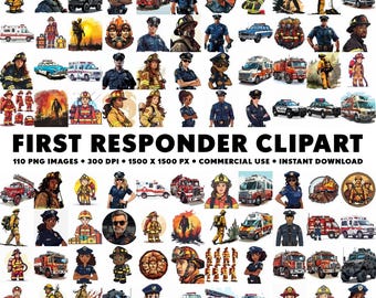 110 First Responder Clipart Images Police PNG Sticker Firefighter Design White Background Paramedic Illustration Clipart Fire Truck Images