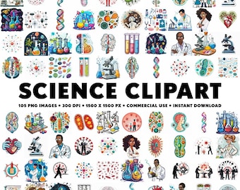105 Imágenes prediseñadas de ciencia, pegatinas PNG de ciencia, diseño de científico, ilustraciones de experimentos, imágenes prediseñadas de ciencia, imágenes de científicos, imágenes prediseñadas de ADN
