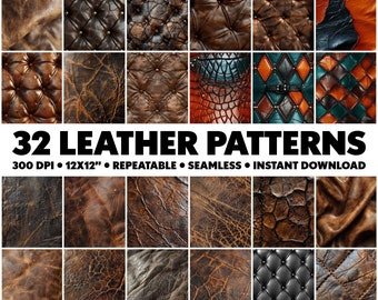 32 Leather Patterns Leather Seamless Patterns Texture Repeatable Leather Pattern Endless Leather Pattern Infinite Brown Design Seamless