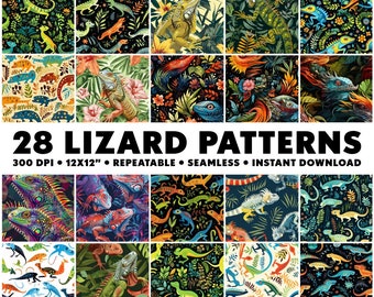 28 Lizard Patterns Iguana Seamless Gecko Patterns Repeatable Lizard Pattern Endless Reptile Pattern Infinite Lizard Design Green Seamless